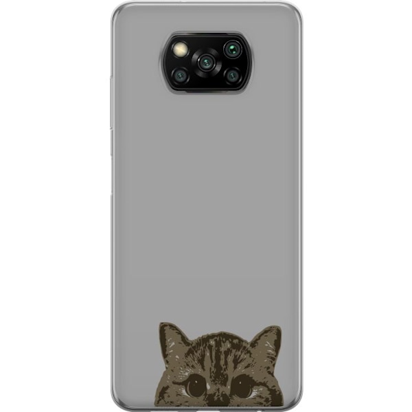 Xiaomi Poco X3 NFC Genomskinligt Skal Grå Kattblick – stilren kattdesign med grå bakgrund