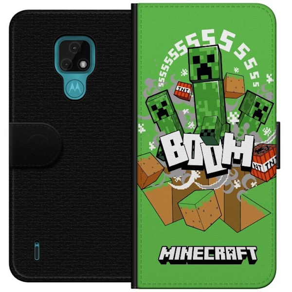 Motorola Moto E7 Tegnebogsetui Minecraft Boom