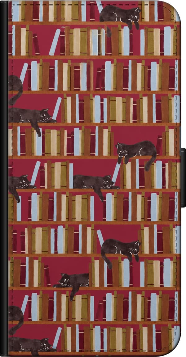 Kompatibel Tegnebogsetui til OnePlus 9 Pro Rød biblioteksgrafik rød