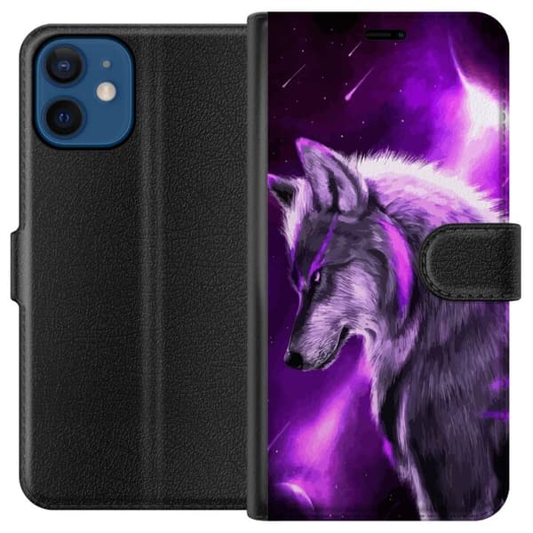 Kompatibelt Plånboksfodral till Apple iPhone 12 mini Lila Varg