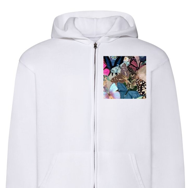 Zip-Hoodie | Huvtröja med Dragkedja för Vuxna Fjärlillar vit M
