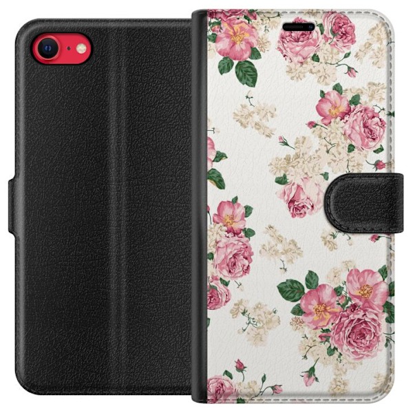 Apple iPhone 8 Tegnebogsetui Retro Blomster