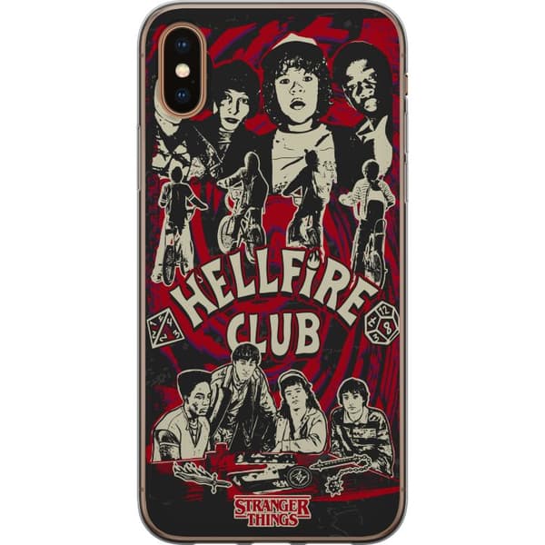 Kompatibelt Mobildeksel til Apple iPhone XS Hellfire Club-collage med Stranger Things-karakterer og sykler