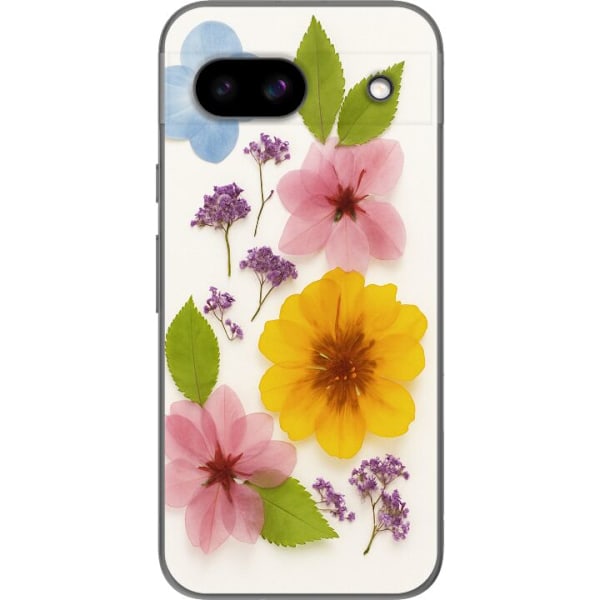 Google Pixel 8a Genomskinligt Skal Pressade blommor