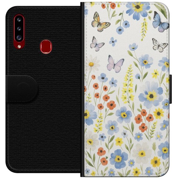 Samsung Galaxy A20s Plånboksfodral Sommarblommor