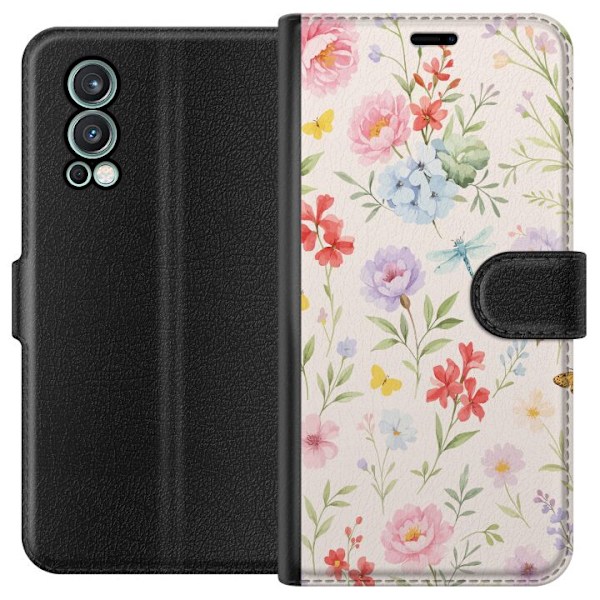 OnePlus Nord 2 5G Tegnebogsetui Blomster