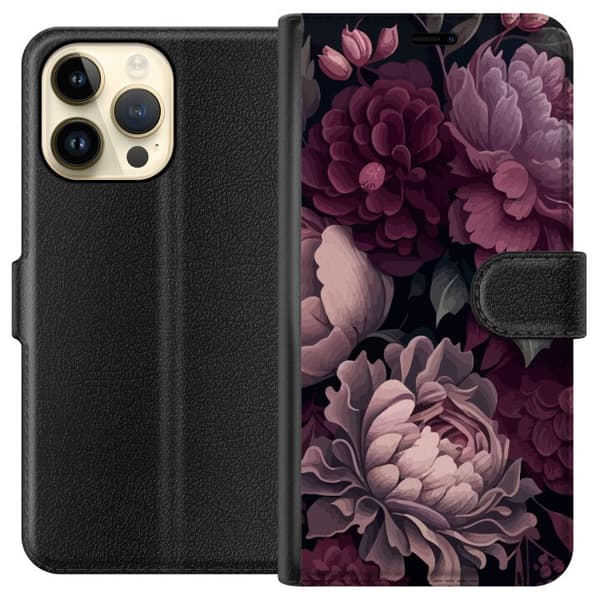 Kompatibelt Lommeboketui til Apple iPhone 15 Pro Max Blommor
