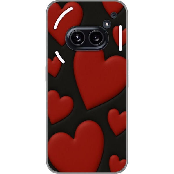 Nothing Phone (2a) Plus Gennemsigtig cover Rød Fløjlshjerter
