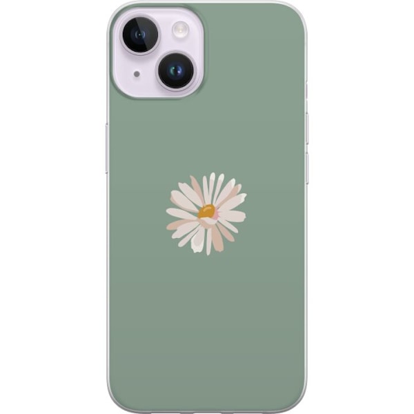 Apple iPhone 15 Plus Gjennomsiktig deksel Grønn Minimalblomst