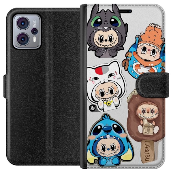 Motorola Moto G23 Lommeboketui Labubu figure samling - Pop Mart Labubu The Monsters i fargerik design
