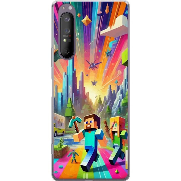 Sony Xperia 1 II Gennemsigtig cover Fortnite vs Minecraft