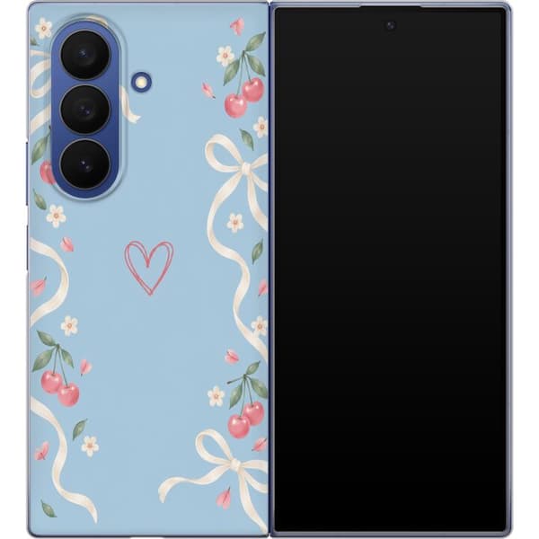 Kompatibel Mobilcover til Samsung Galaxy Z Fold7 Kirsebærhjerte blå