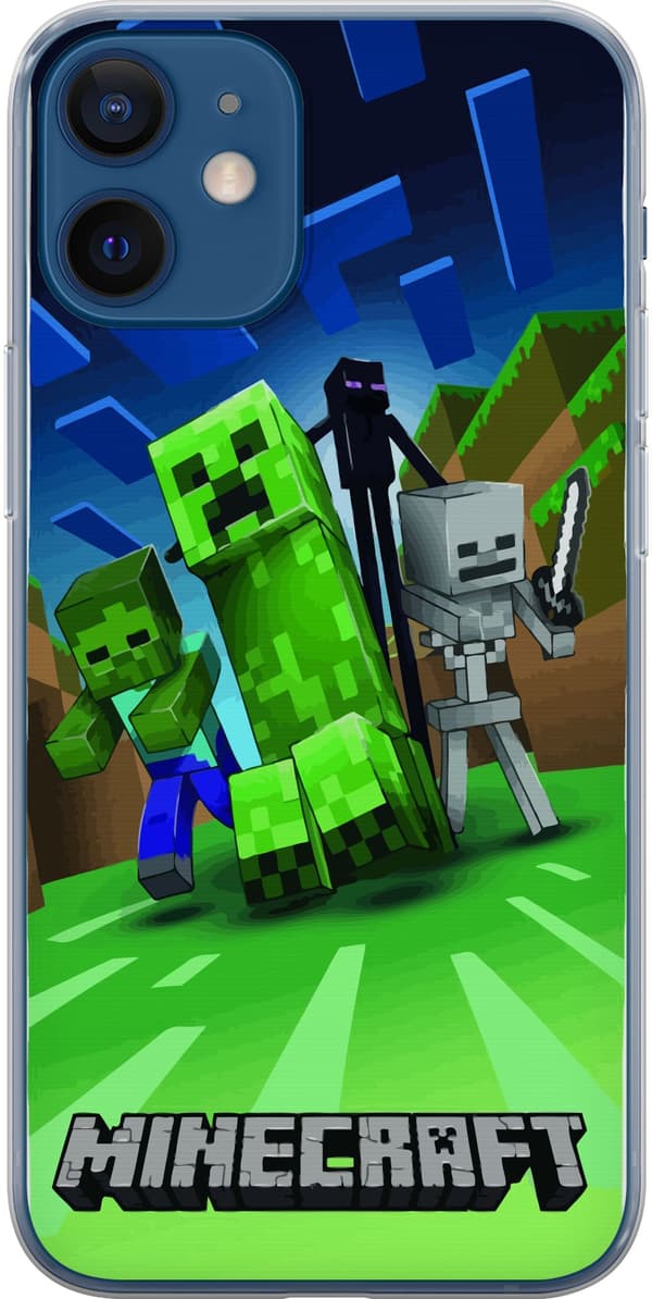 Kompatibelt Mobilskal till Apple iPhone 12 Minecraft Creeper mobilskal i klassisk grön pixelstil
