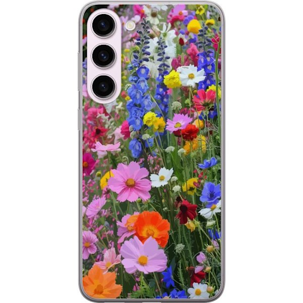 Samsung Galaxy S23+ Läpinäkyvä kuori Kukkakuvioinen mobiilikuori kesäisellä niityllä ja luontomaisemalla