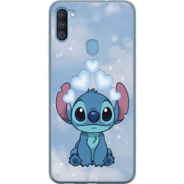 Samsung Galaxy A11 Läpinäkyvä kuori Stitch Hyppäävä Ilo