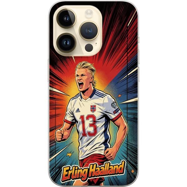 Kompatibelt Mobildeksel til Apple iPhone 14 Pro Erling Haaland seriestil rød