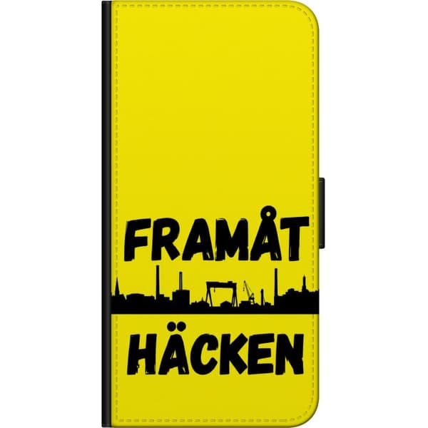 Kompatibel Tegnebogsetui til Samsung Galaxy Note9 Gul bysilhuet - Sort slogan og sort bysilhuet på gul baggrund gul