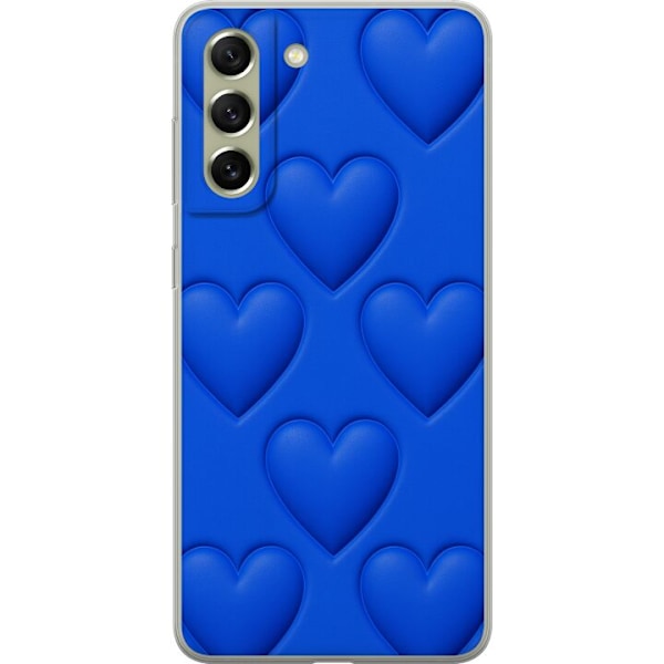 Samsung Galaxy S21 FE 5G Gennemsigtig cover Blå Hjerter