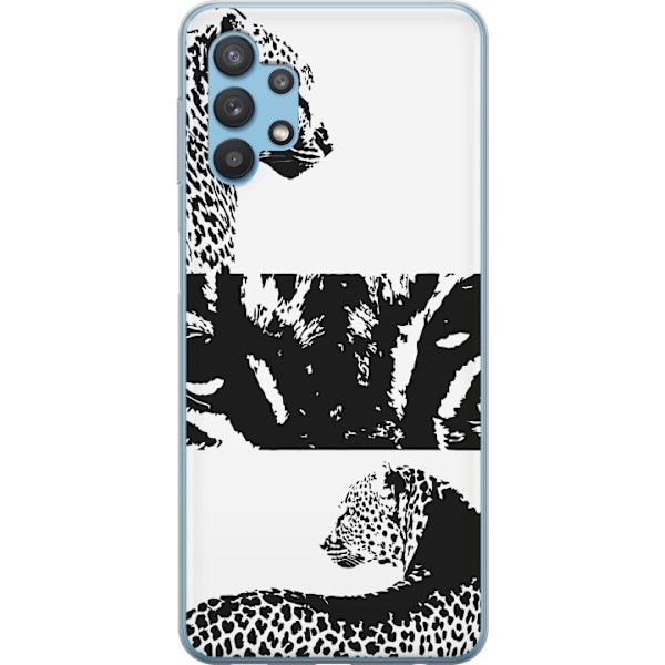 Samsung Galaxy A32 5G Genomskinligt Skal Leopard Faces – trendigt mönster med leopardansikten