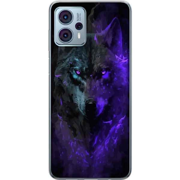 Motorola Moto G23 Läpinäkyvä kuori Susihukka Violetti