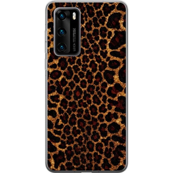 Kompatibelt Mobilskal till Huawei P40 Wild Leopard brun