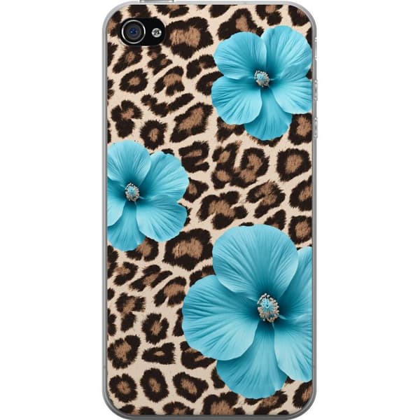 Kompatibelt Mobilskal till Apple iPhone 4 Brun blomsterleopard brun