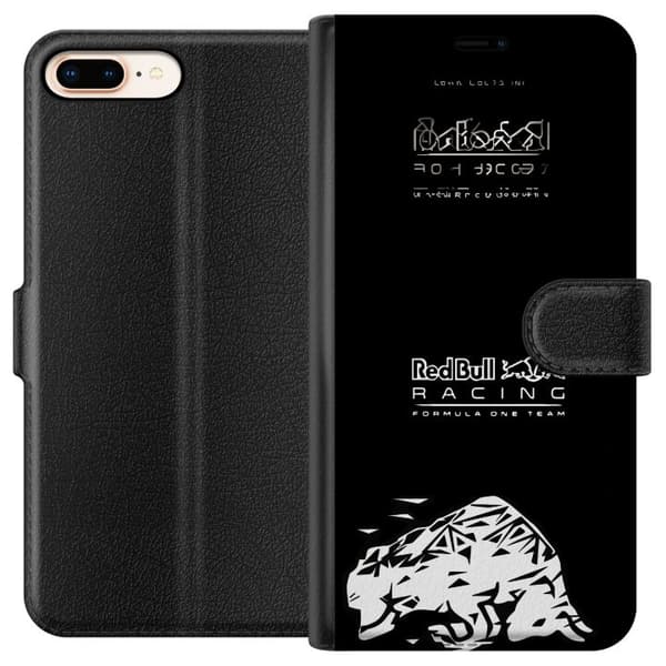 Kompatibel Tegnebogsetui til Apple iPhone 7 Plus Red Bull Racing Formula One Team med minimalistisk sort design sort