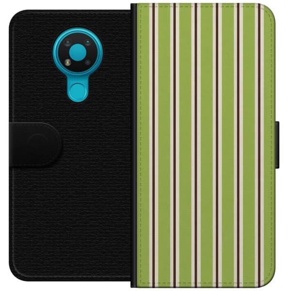 Kompatibelt Plånboksfodral till Nokia 3.4 Matcha Stripe grön