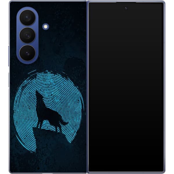 Kompatibelt Mobildeksel til Samsung Galaxy Z Fold7 Ylande varg mot blå måne blå