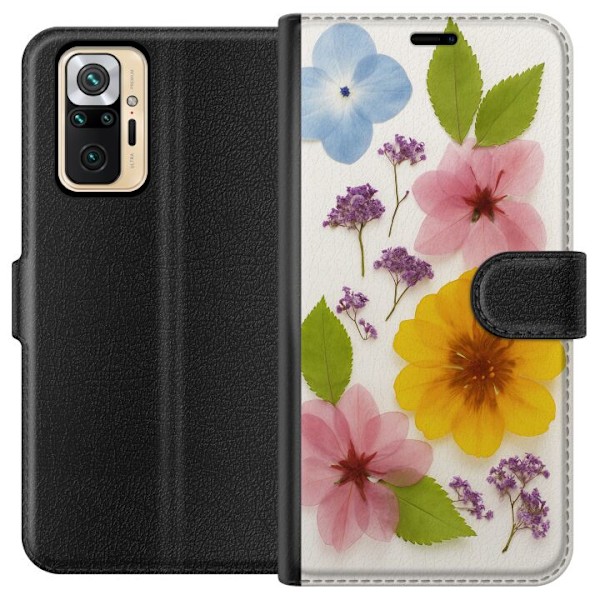 Xiaomi Redmi Note 10 Pro Tegnebogsetui Pressede blomster