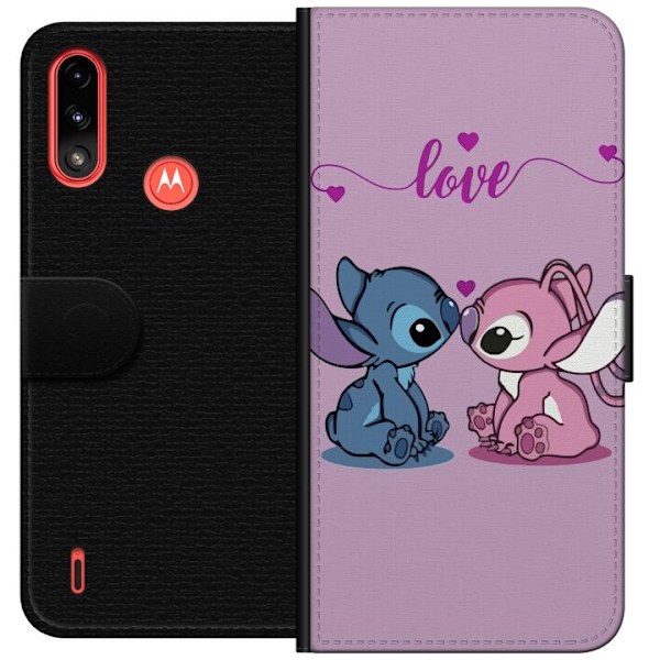 Motorola Moto E7 Power Lompakkokotelo Lilo & Stitch – Angel