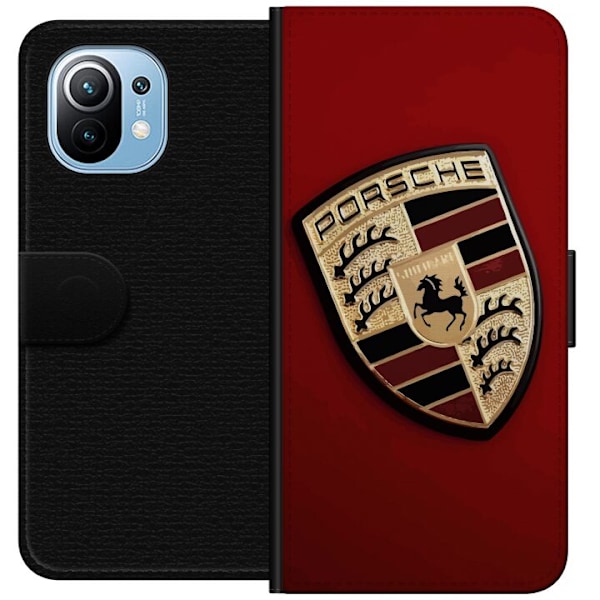 Xiaomi Mi 11 Tegnebogsetui Mobil etui med stilfuld Porce-logo i sort og hvid