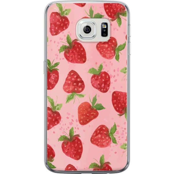 Samsung Galaxy S6 edge Genomskinligt Skal Strawberry Dreams – jordgubbsmönster i retrostil