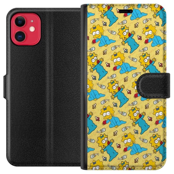 Kompatibel Tegnebogsetui til Apple iPhone 11 Mønster med Maggie Simpson, sutter og sutteflasker gul