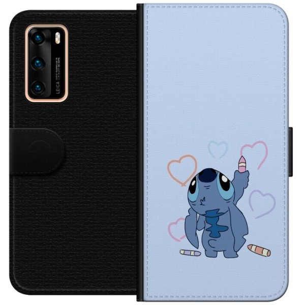 Huawei P40 Tegnebogsetui Stitch Hjerter