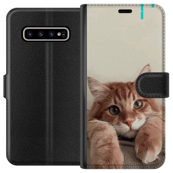 Kompatibelt Lommeboketui til Samsung Galaxy S10+ Katt