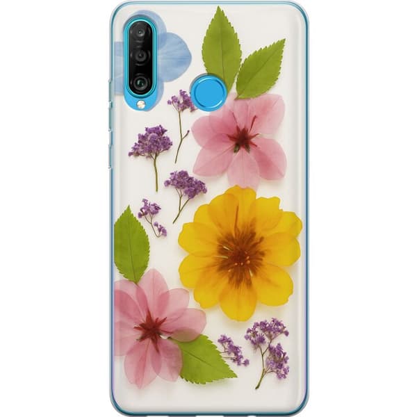Kompatibelt Mobilskal till Huawei P30 lite Pressade blommor