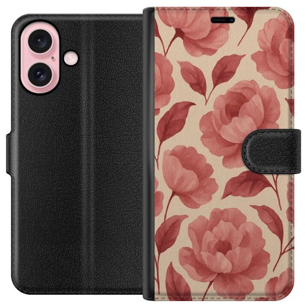 Apple iPhone 16 Lommeboketui Rose Blomst