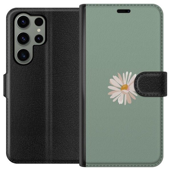 Samsung Galaxy S23 Ultra Plånboksfodral Grön Minimalblomma