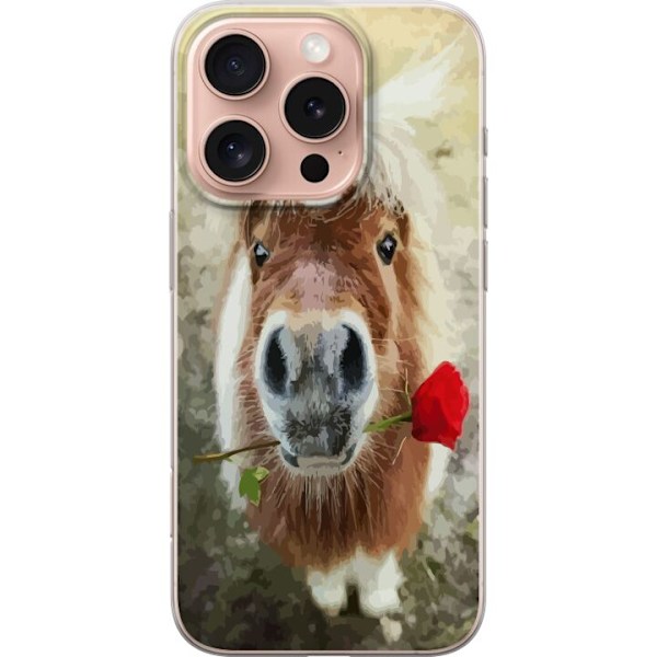 Apple iPhone 16 Pro Gennemsigtig cover Pony med rose