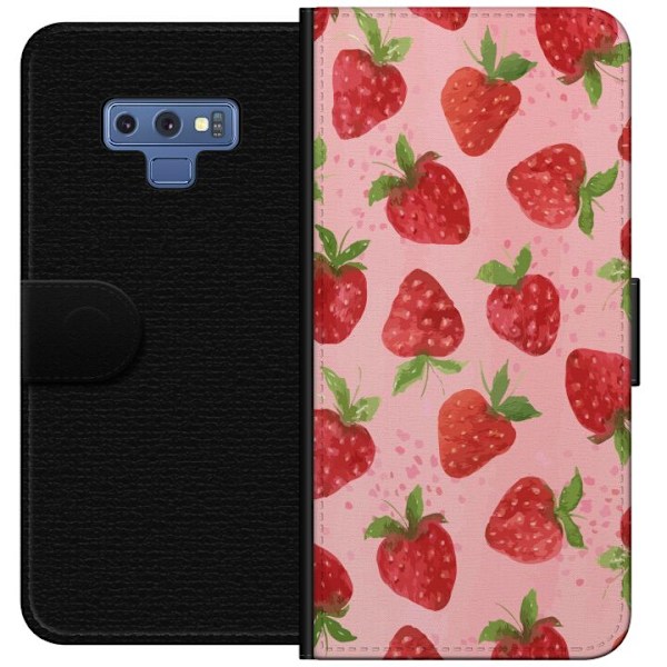 Samsung Galaxy Note9 Tegnebogsetui Jordbærdrømme - Retro-stil jordbærmønster