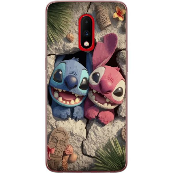 OnePlus 7 Läpinäkyvä kuori Stitch Angel Lilo & Stitch Motiivi Disney Rakkaus Sarjakuvahahmo Suosittu Sininen Avaruusolio Hauska Disney-elokuva