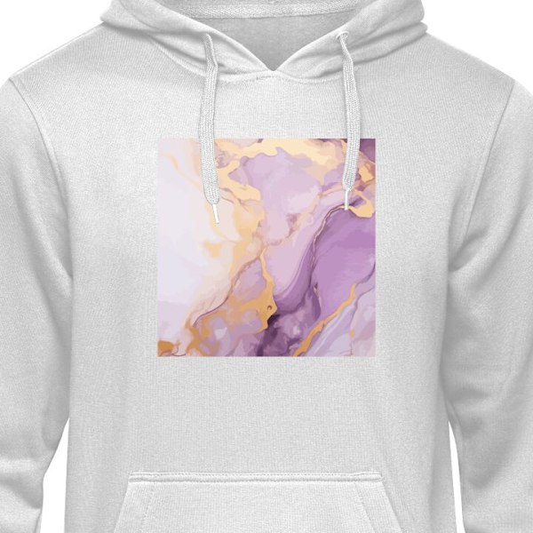 Hoodie til Voksen | Behagelig Hættetrøje Marmor Lila Guld grå M