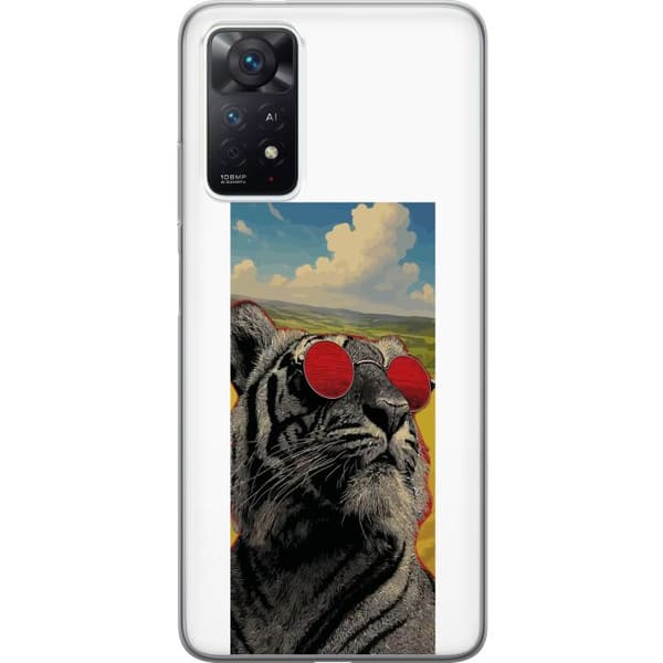 Kompatibelt Mobildeksel til Xiaomi Redmi Note 11 Pro Cool tiger med røde solbriller i popkunststil grå