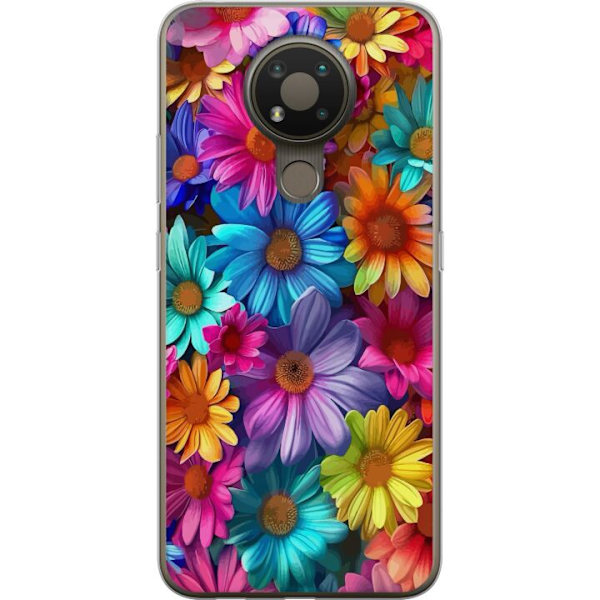 Nokia 3.4 Läpinäkyvä kuori Gerbera Kukat Värikäs Koriste Kukka Motiivi Suosittu Kotisisustus Väririkas Seinätaide Suunnittelu