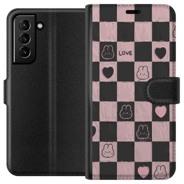 Kompatibel Tegnebogsetui til Samsung Galaxy S21+ 5G Sort og pink