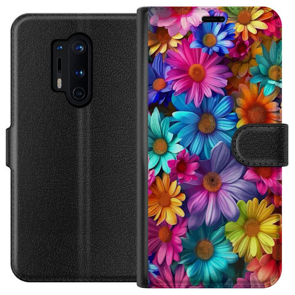 OnePlus 8 Pro Plånboksfodral Gerbera Blommor Färgglad Dekor Blommotiv Populärt Heminredning Färg Rik Väggkonst Design