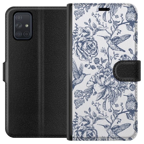 Samsung Galaxy A71 Lompakkokotelo Kukat & Linnut - Romanttinen Vintage-tyylinen Kuviointi