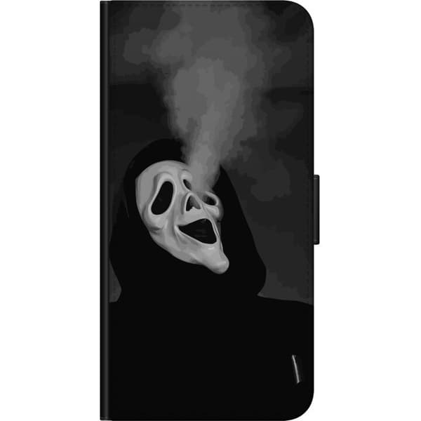 Kompatibel Tegnebogsetui til Samsung Galaxy Note9 Sort-hvidt skrækmotiv med maskeret figur og dramatisk røg sort