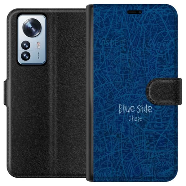 Kompatibelt Plånboksfodral till Xiaomi 12 Pro Blue Side klotter blå